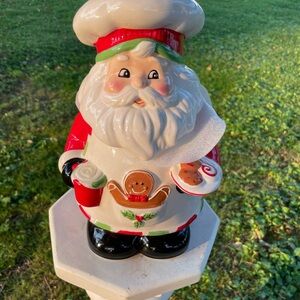 NEW 12” BAKING CHEF SANTA CLAUS BY BISTRO CHRISTMAS CERAMIC COOKIE JAR